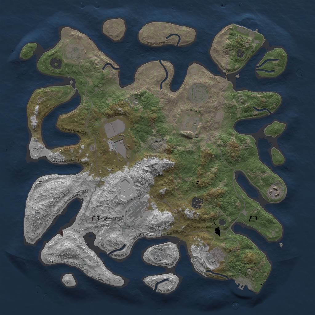 Rust Map: Procedural Map, Size: 4000, Seed: 203795, 20 Monuments