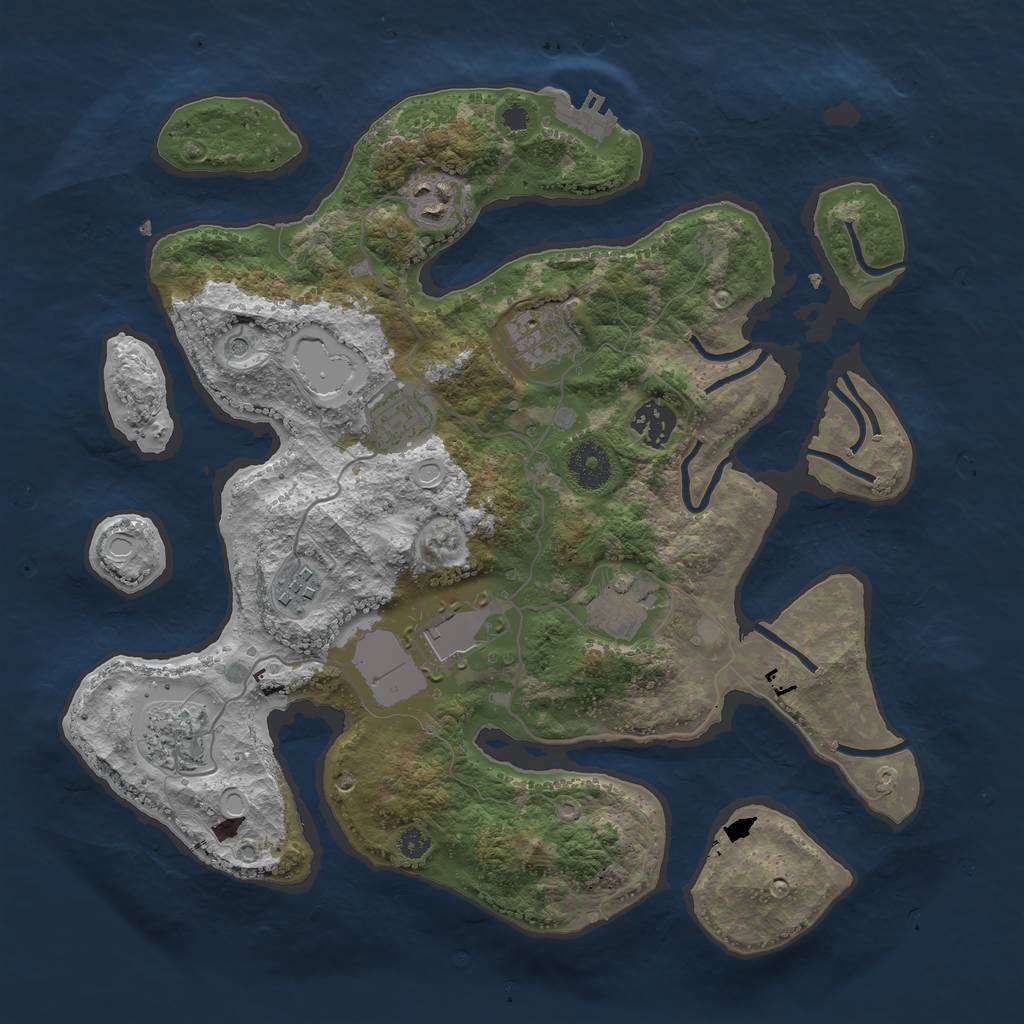 Rust Map: Procedural Map, Size: 3500, Seed: 93843, 18 Monuments