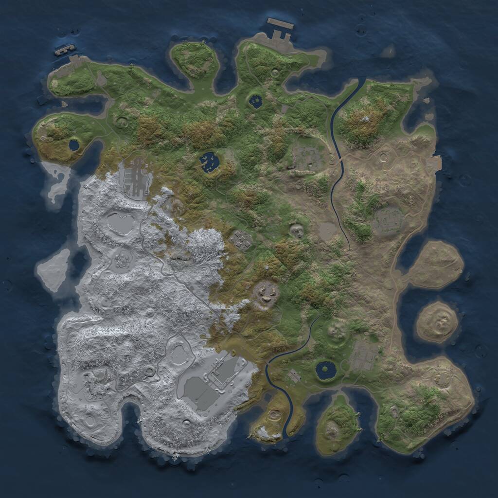 Rust Map: Procedural Map, Size: 3850, Seed: 924436187, 15 Monuments