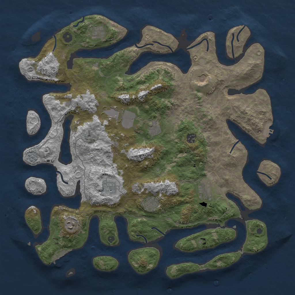 Rust Map: Procedural Map, Size: 4500, Seed: 65442, 21 Monuments