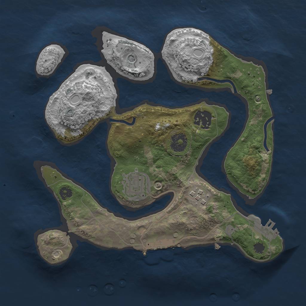 Rust Map: Procedural Map, Size: 2500, Seed: 2537, 14 Monuments