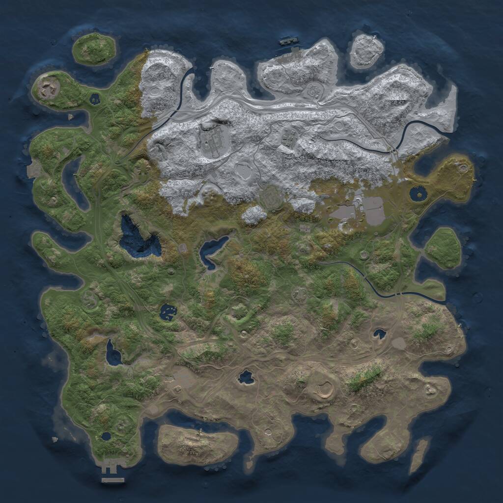 Rust Map: Procedural Map, Size: 4500, Seed: 27077, 14 Monuments