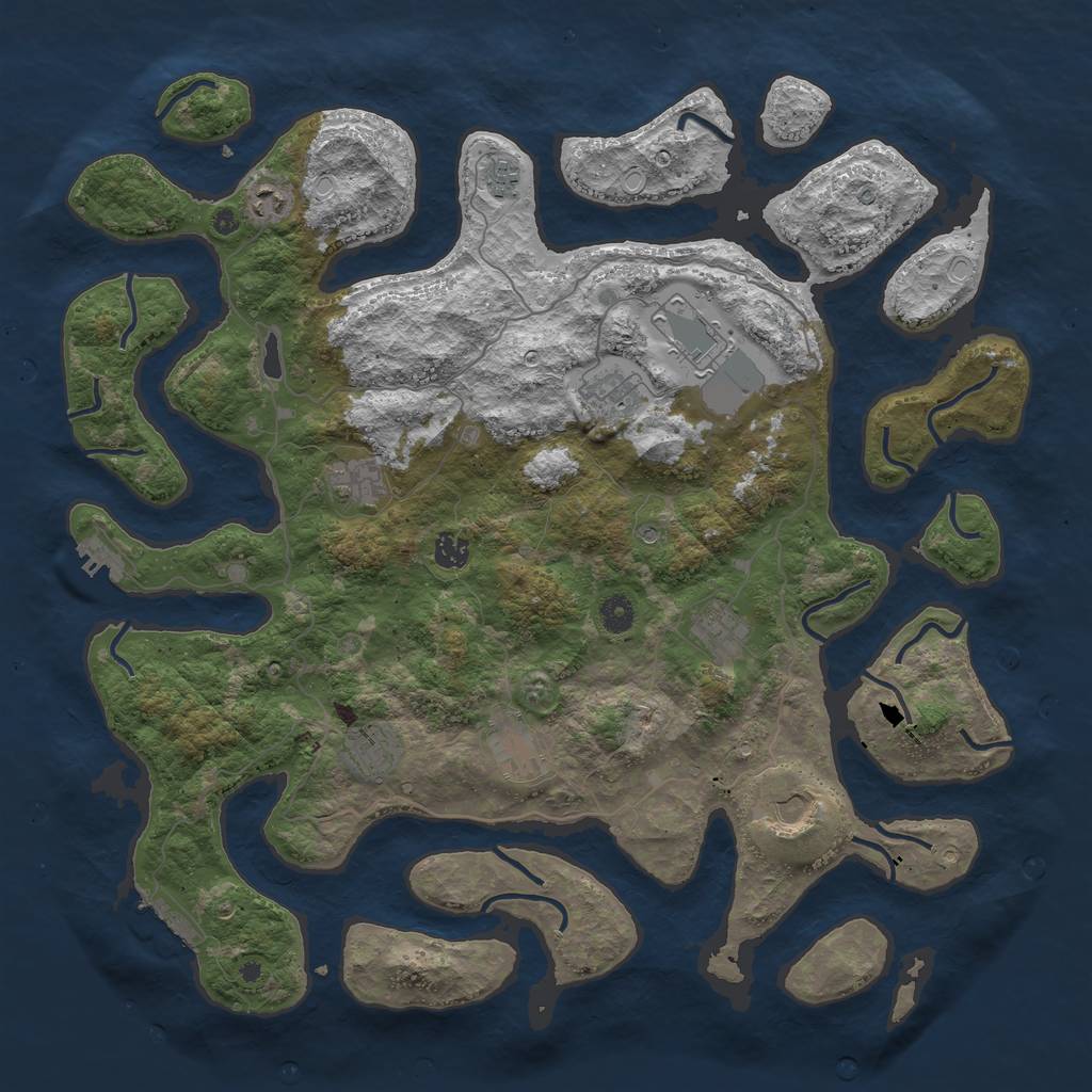 Rust Map: Procedural Map, Size: 4500, Seed: 27077, 21 Monuments