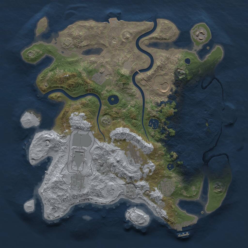 Rust Map: Procedural Map, Size: 3500, Seed: 4231, 15 Monuments