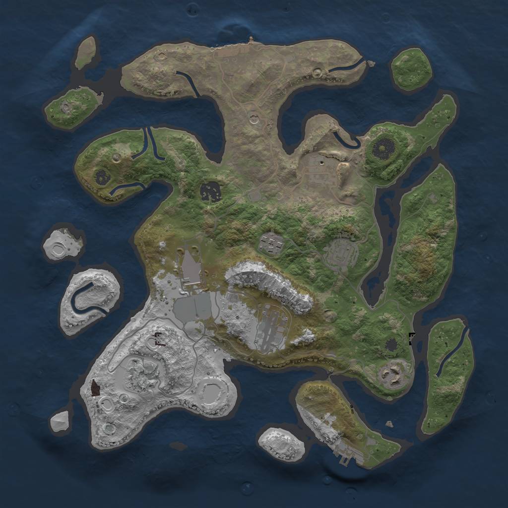 Rust Map: Procedural Map, Size: 3500, Seed: 4231, 19 Monuments