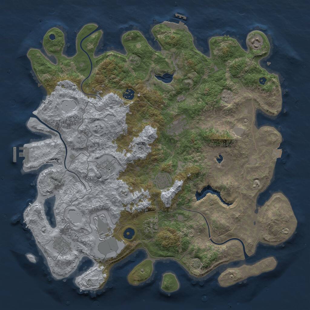 Rust Map: Procedural Map, Size: 4150, Seed: 5000000, 15 Monuments