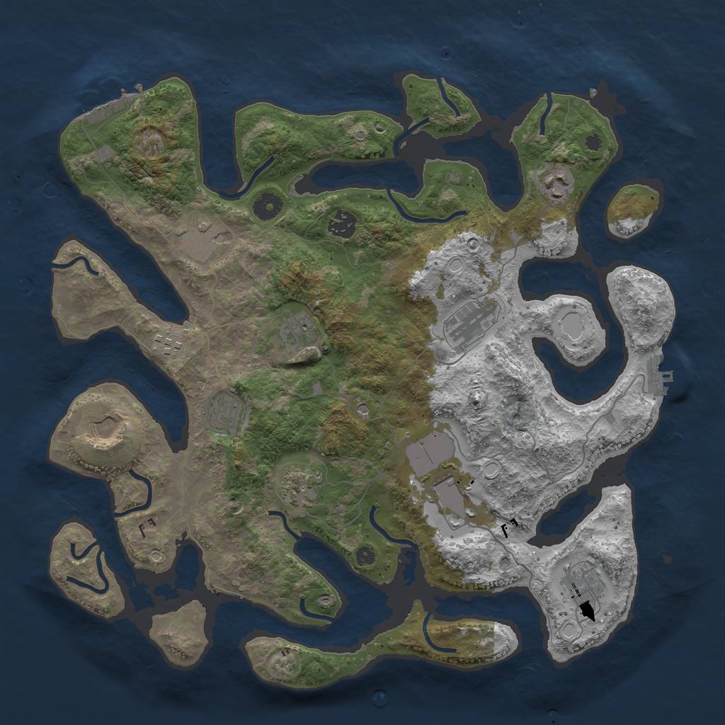 Rust Map: Procedural Map, Size: 3950, Seed: 1351845598, 22 Monuments