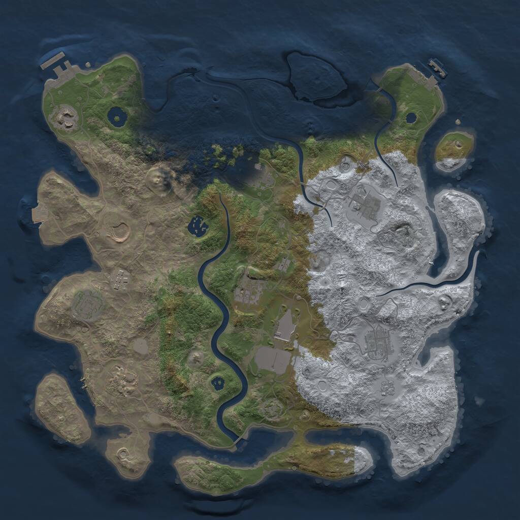 Rust Map: Procedural Map, Size: 3950, Seed: 1351845598, 17 Monuments