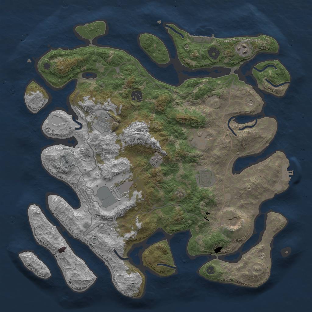 Rust Map: Procedural Map, Size: 4000, Seed: 483913963, 19 Monuments