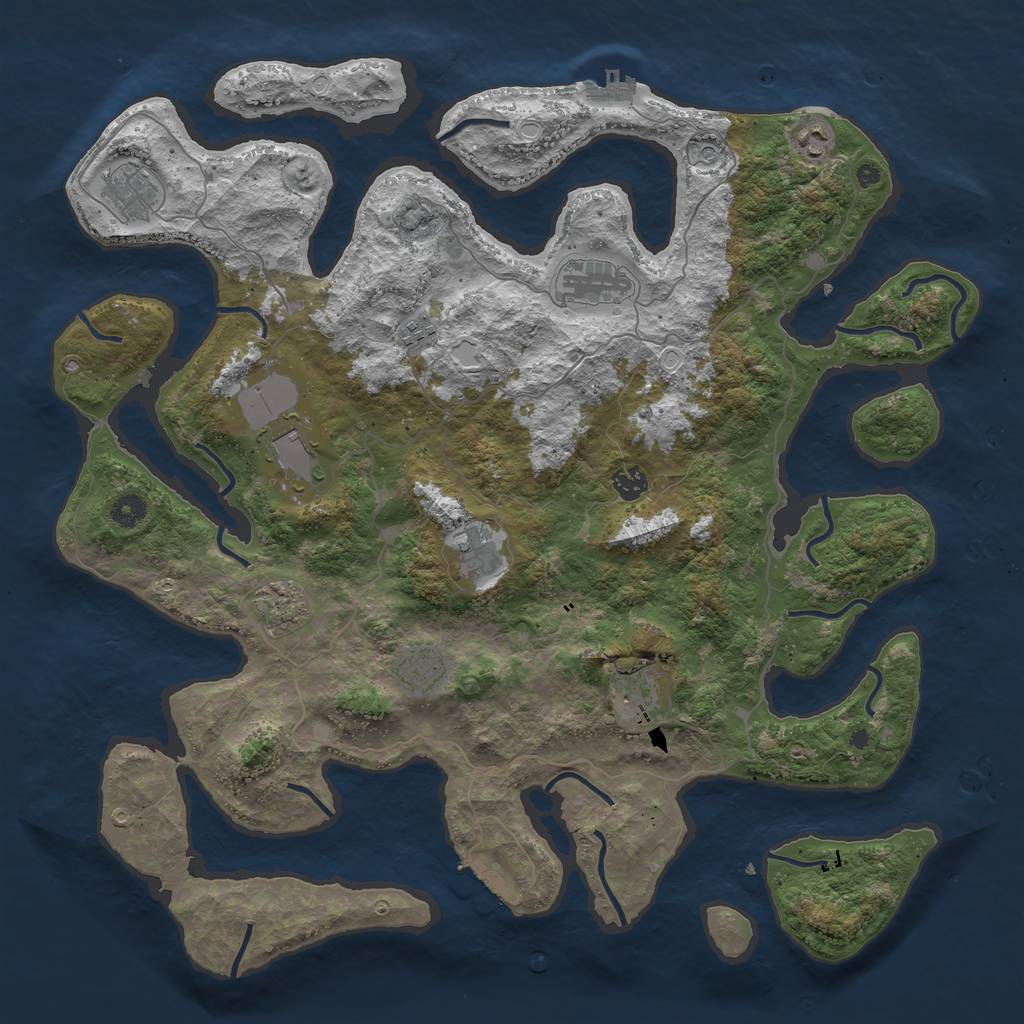Rust Map: Procedural Map, Size: 4500, Seed: 1421803835, 21 Monuments