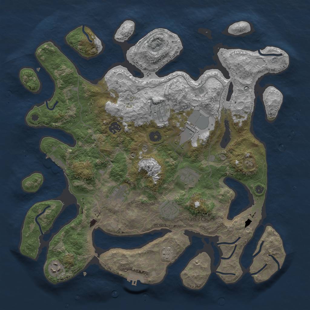 Rust Map: Procedural Map, Size: 4000, Seed: 263119, 19 Monuments