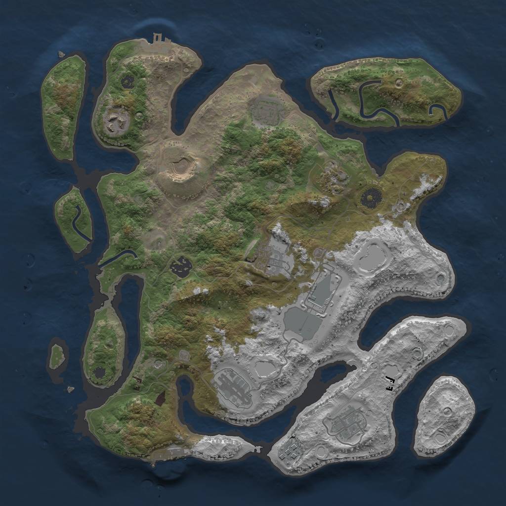 Rust Map: Procedural Map, Size: 3700, Seed: 595676538, 21 Monuments