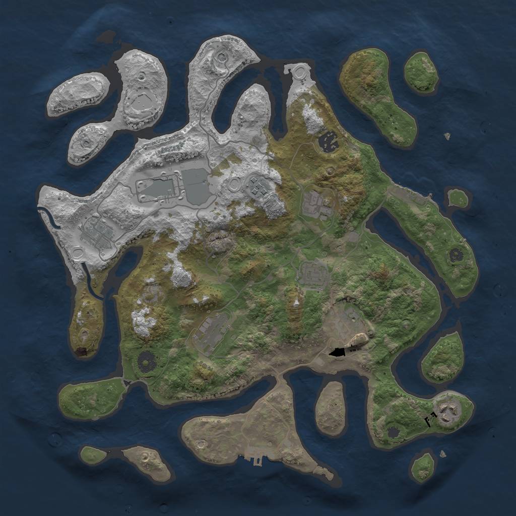 Rust Map: Procedural Map, Size: 3750, Seed: 350054492, 20 Monuments