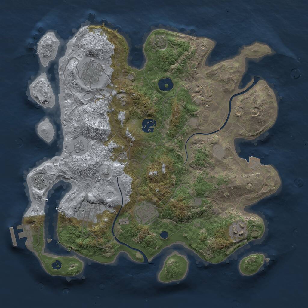 Rust Map: Procedural Map, Size: 3200, Seed: 256, 12 Monuments