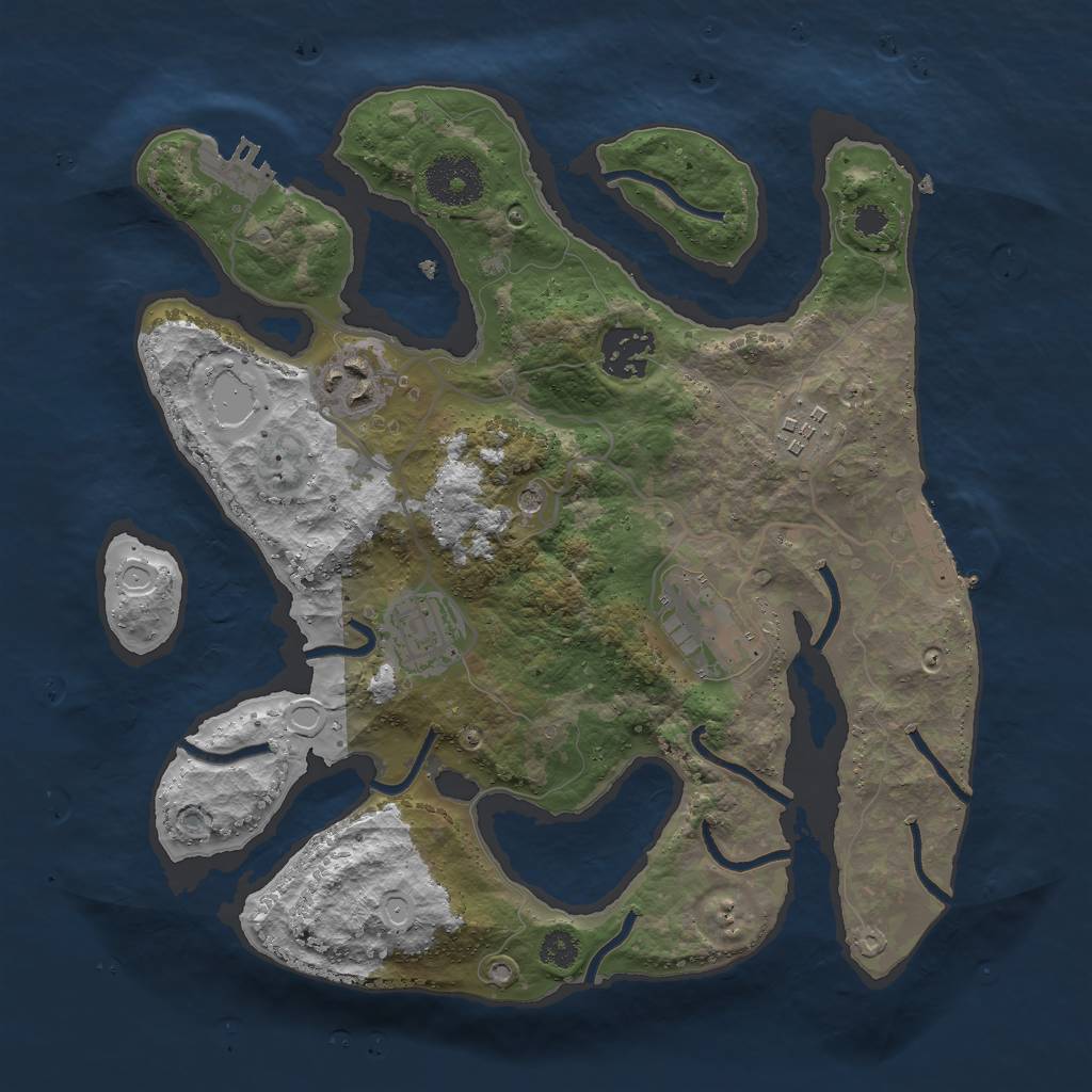 Rust Map: Procedural Map, Size: 3000, Seed: 2066334867, 16 Monuments