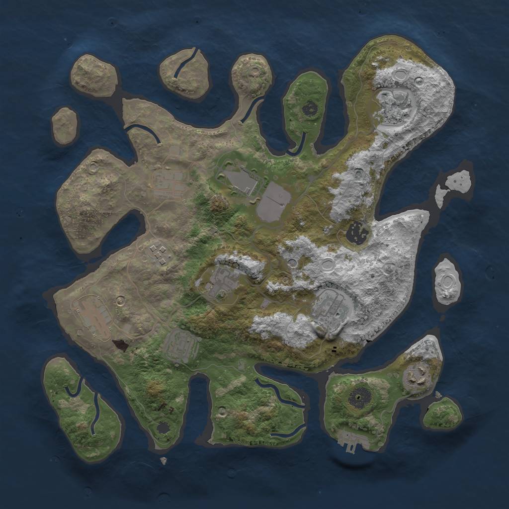 Rust Map: Procedural Map, Size: 3500, Seed: 625246931, 20 Monuments