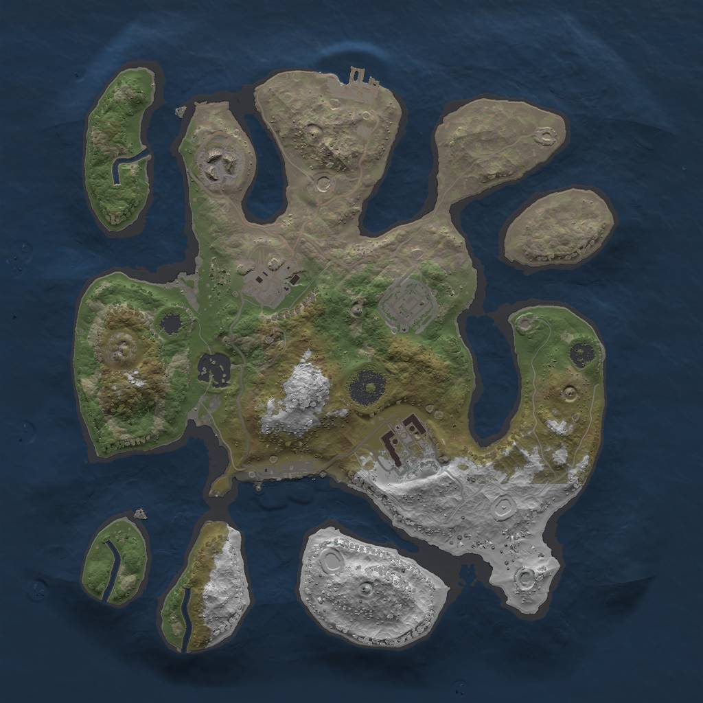 Rust Map: Procedural Map, Size: 3000, Seed: 2458955, 16 Monuments