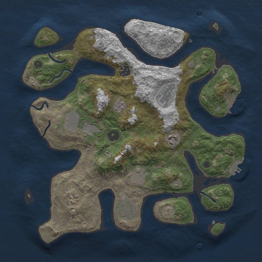Rust Map: Procedural Map, Size: 3500, Seed: 333600100, 19 Monuments