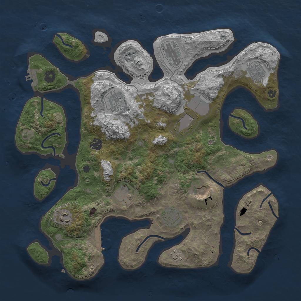 Rust Map: Procedural Map, Size: 3760, Seed: 1, 20 Monuments