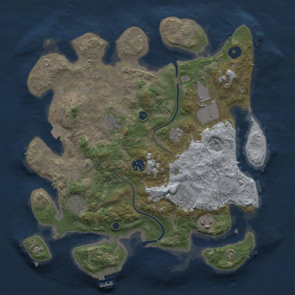 Rust Map: Procedural Map, Size: 3500, Seed: 328194590, 11 Monuments