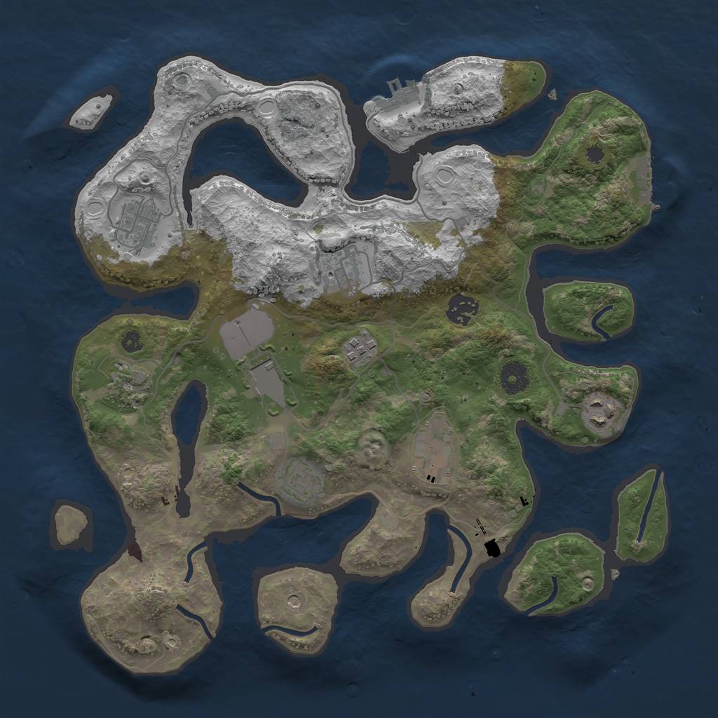 Rust Map: Procedural Map, Size: 3500, Seed: 772596331, 20 Monuments