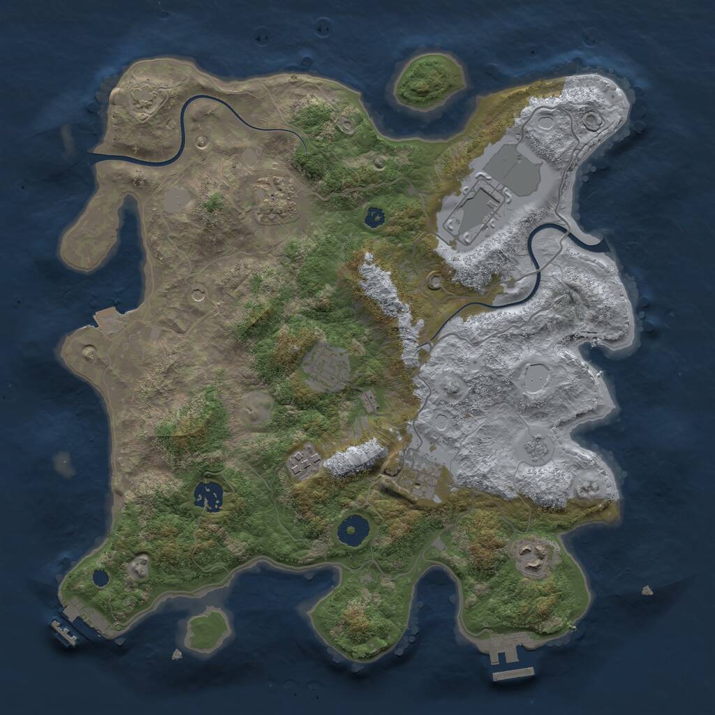 Rust Map: Procedural Map, Size: 3500, Seed: 295135762, 13 Monuments