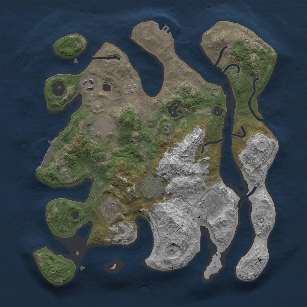 Rust Map: Procedural Map, Size: 3300, Seed: 9, 18 Monuments