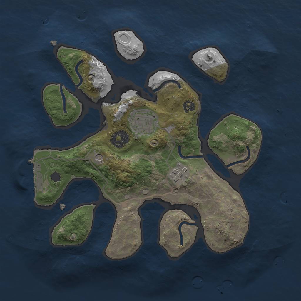 Rust Map: Procedural Map, Size: 2500, Seed: 3544, 12 Monuments