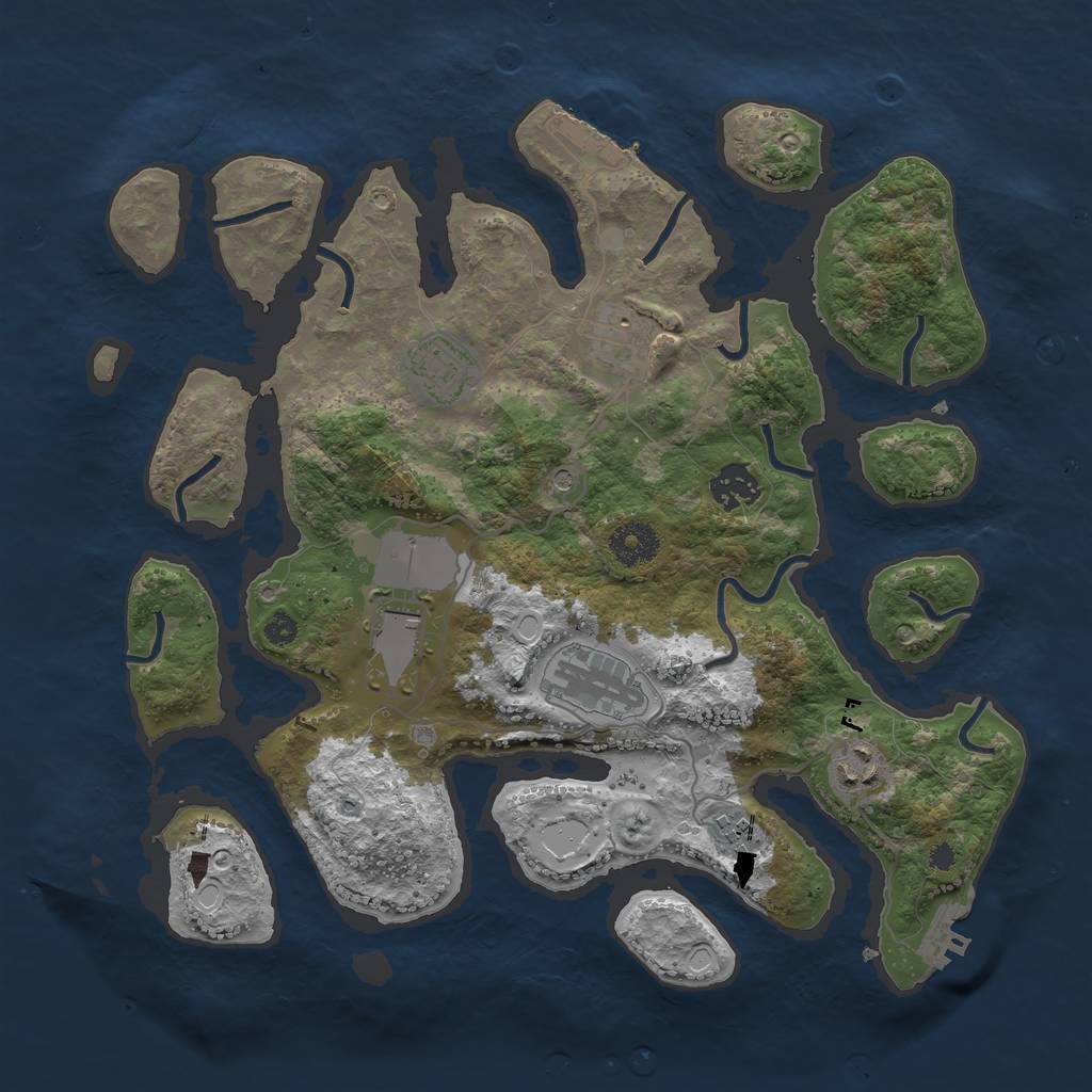 Rust Map: Procedural Map, Size: 3500, Seed: 647211078, 18 Monuments