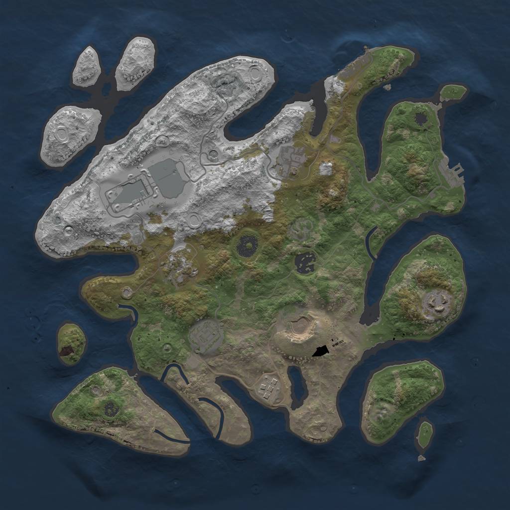 Rust Map: Procedural Map, Size: 3500, Seed: 5684, 19 Monuments