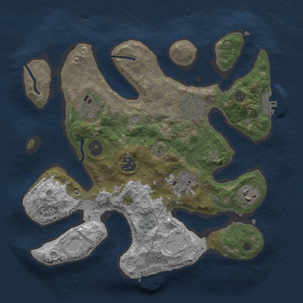 Rust Map: Procedural Map, Size: 3000, Seed: 542192414, 17 Monuments