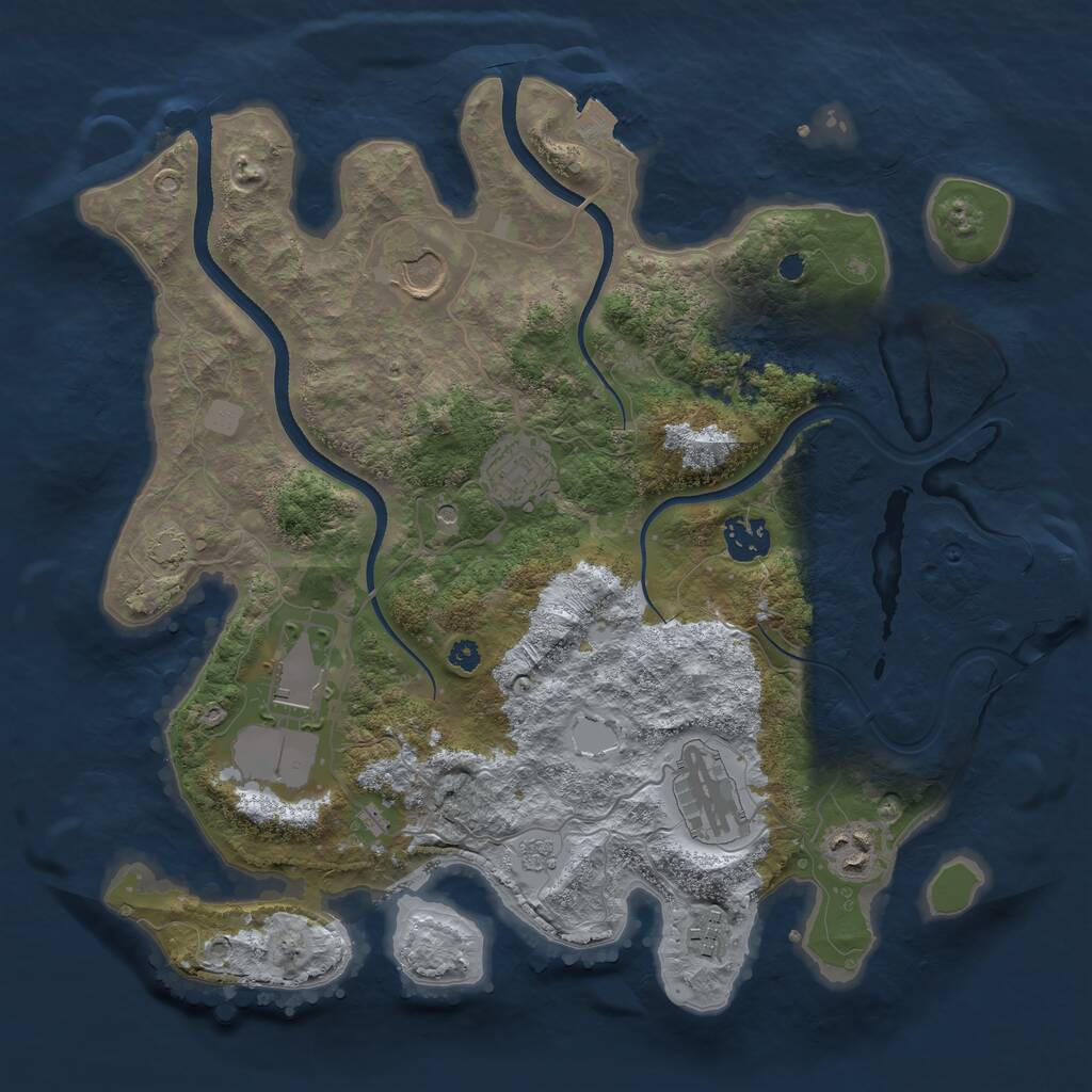 Rust Map: Procedural Map, Size: 3500, Seed: 819677600, 12 Monuments