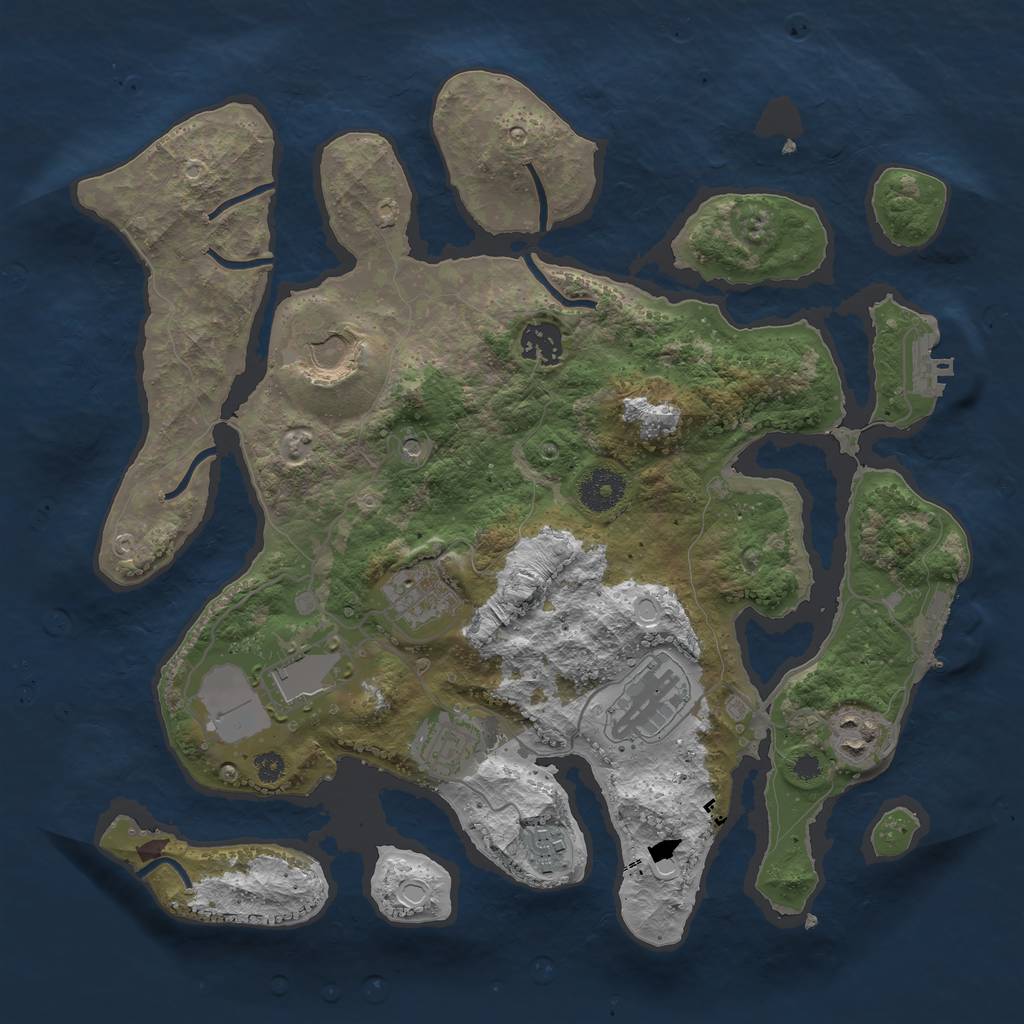 Rust Map: Procedural Map, Size: 3500, Seed: 819677600, 19 Monuments