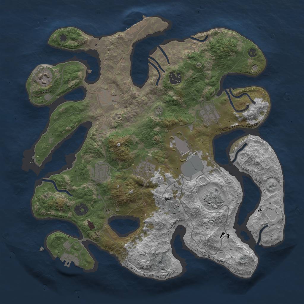 Rust Map: Procedural Map, Size: 3500, Seed: 2096171205, 20 Monuments