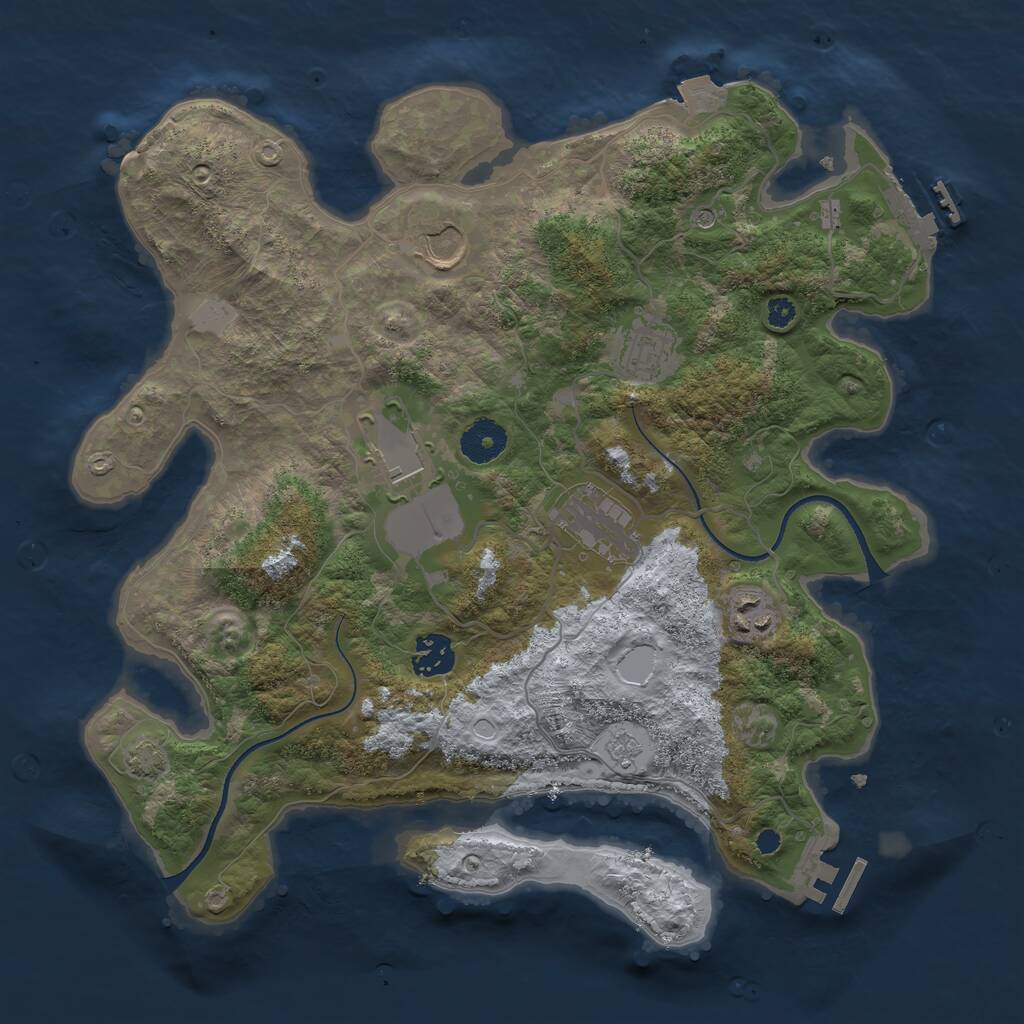 Rust Map: Procedural Map, Size: 3500, Seed: 2054793419, 12 Monuments