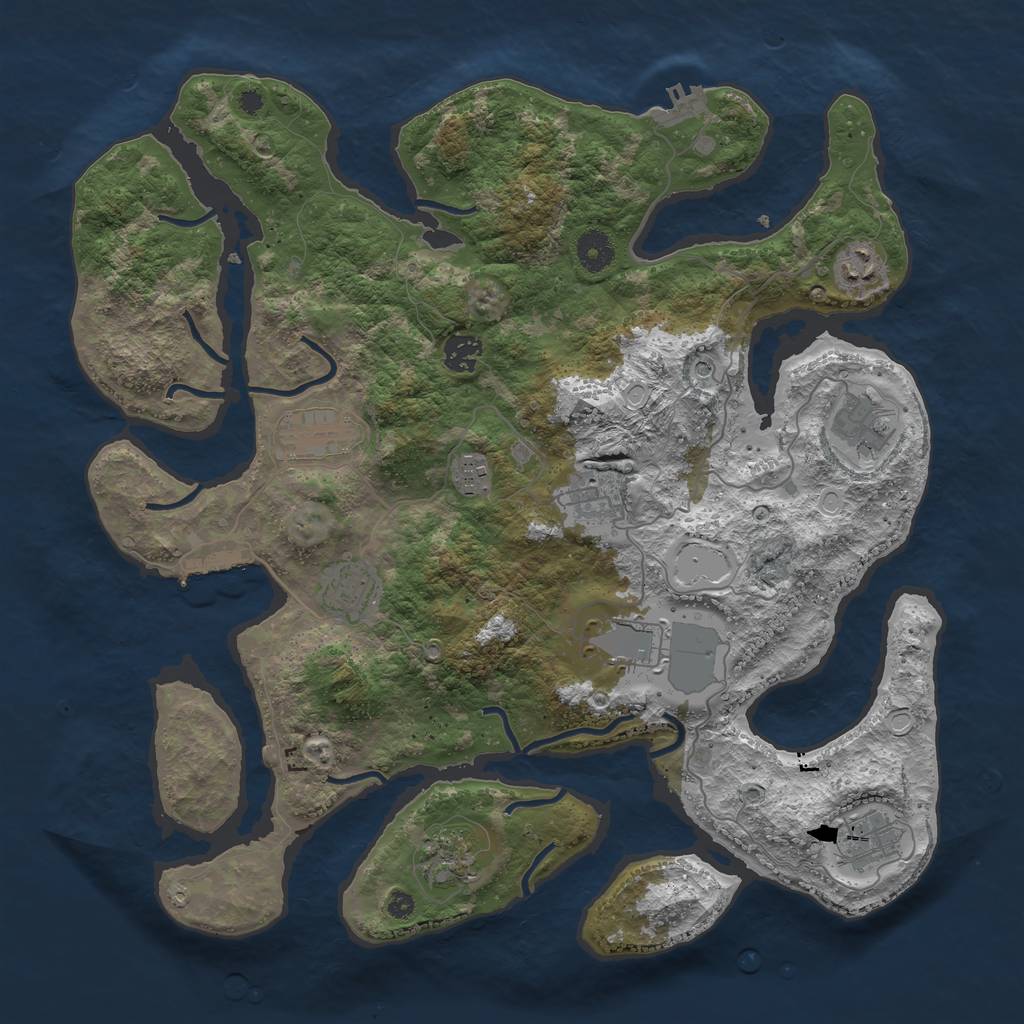 Rust Map: Procedural Map, Size: 3950, Seed: 146433012, 21 Monuments