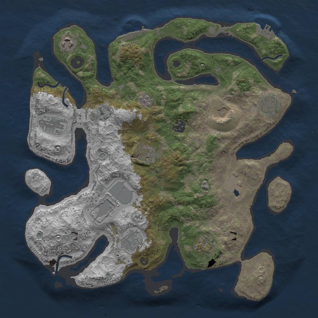 Rust Map: Procedural Map, Size: 3700, Seed: 1872842643, 19 Monuments