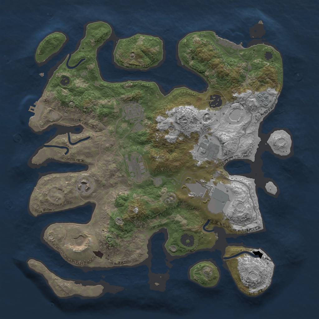 Rust Map: Procedural Map, Size: 3500, Seed: 728949308, 19 Monuments