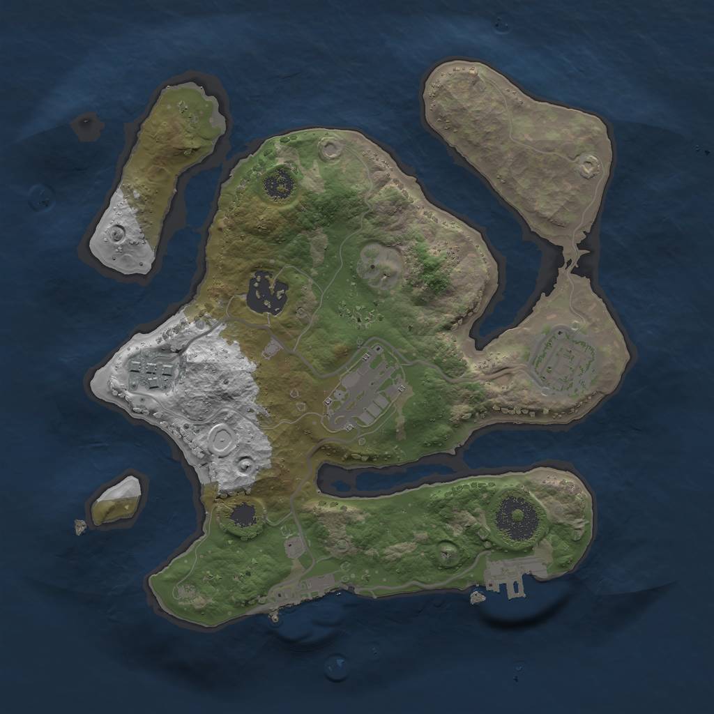 Rust Map: Procedural Map, Size: 2500, Seed: 1683916254, 14 Monuments