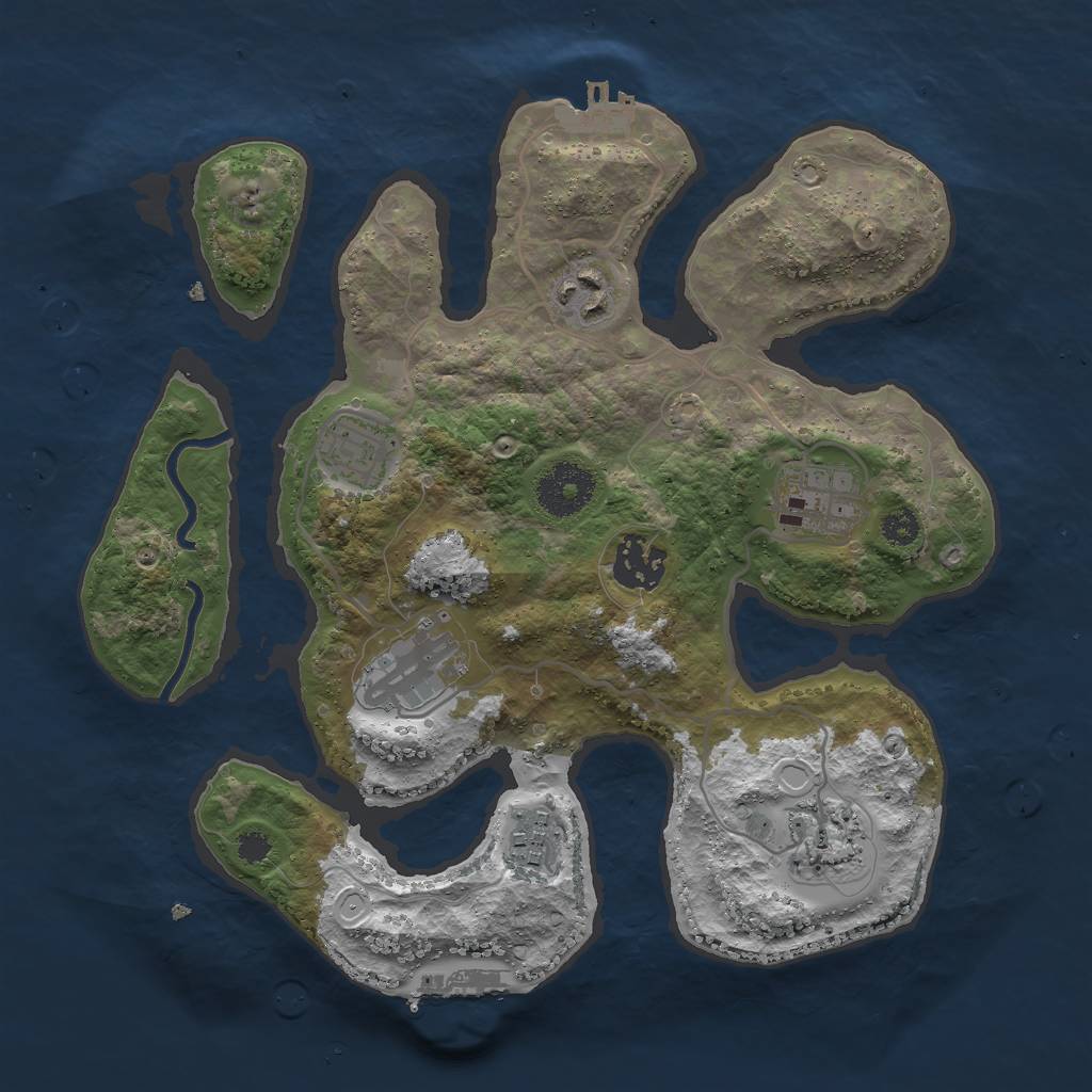 Rust Map: Procedural Map, Size: 3000, Seed: 1480630036, 17 Monuments