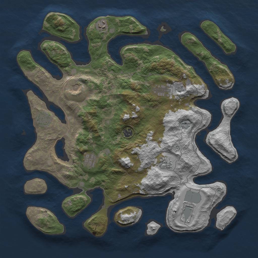Rust Map: Barren, Size: 4250, Seed: 2135052882, 12 Monuments