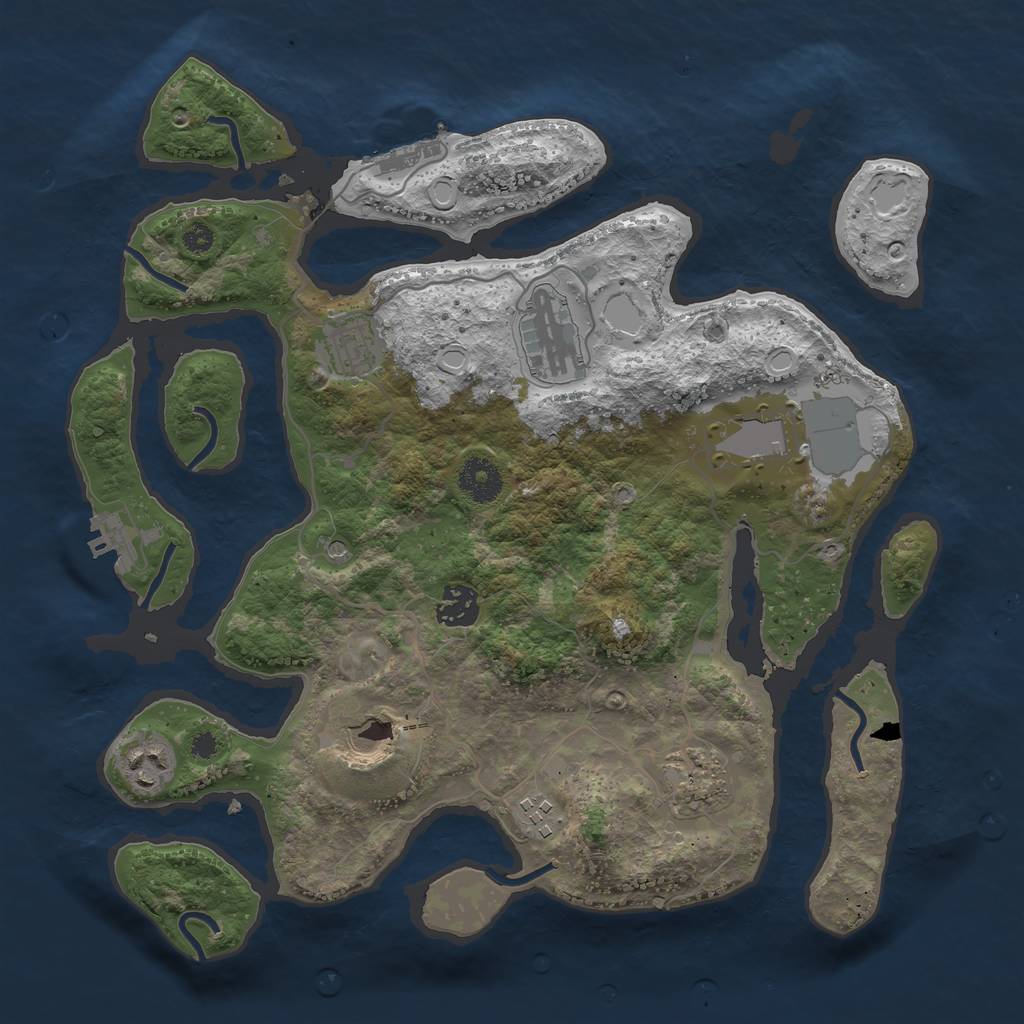 Rust Map: Procedural Map, Size: 3500, Seed: 30405, 19 Monuments