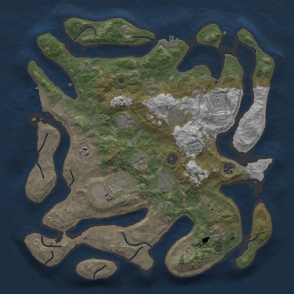 Rust Map: Procedural Map, Size: 4000, Seed: 45126547, 20 Monuments