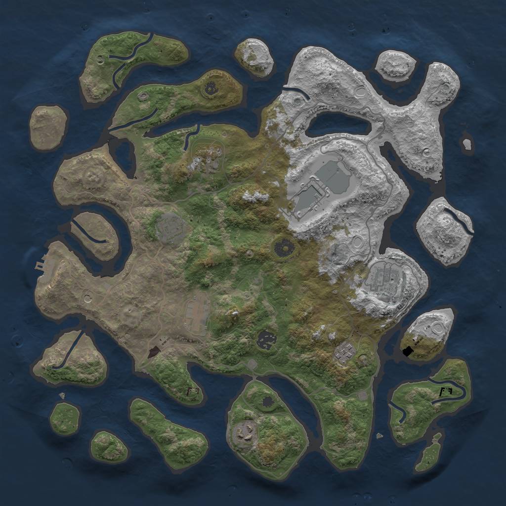 Rust Map: Procedural Map, Size: 4000, Seed: 389838, 18 Monuments