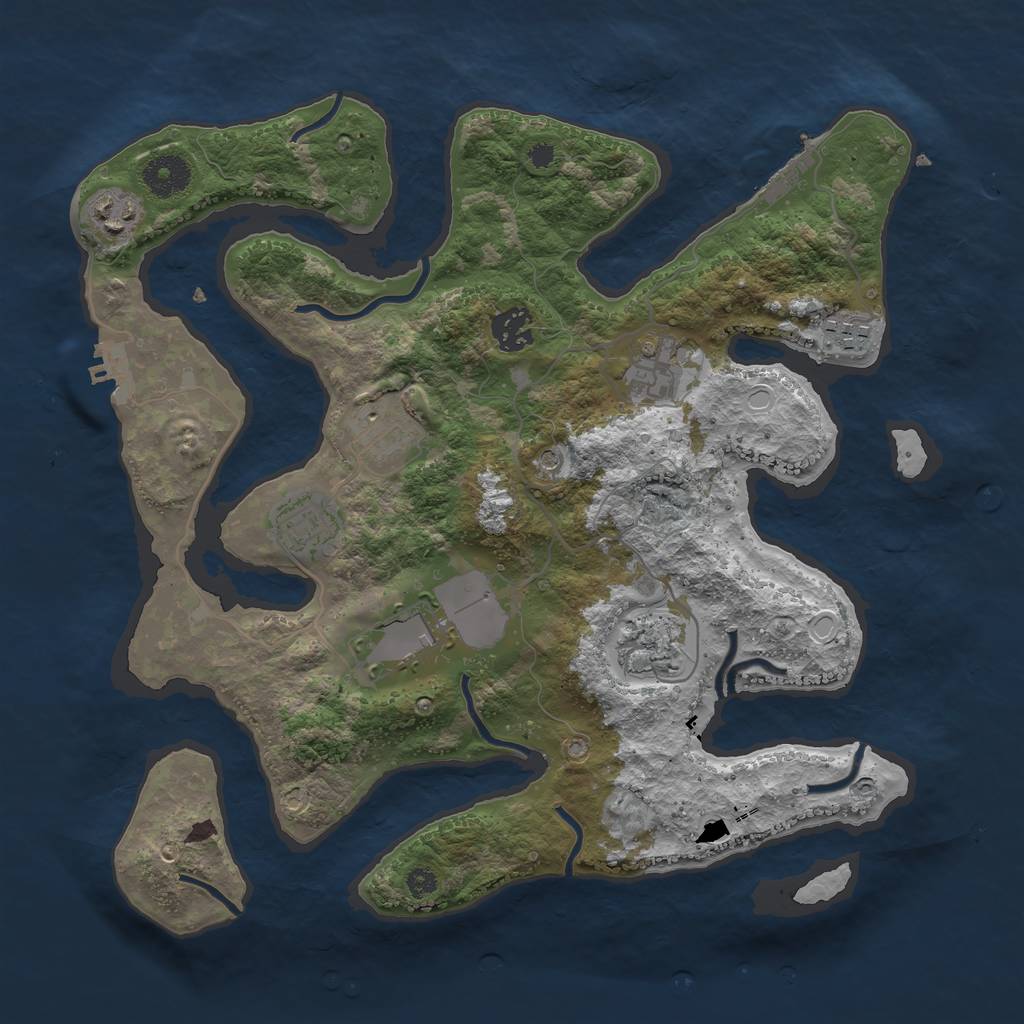 Rust Map: Procedural Map, Size: 3500, Seed: 1433468162, 19 Monuments