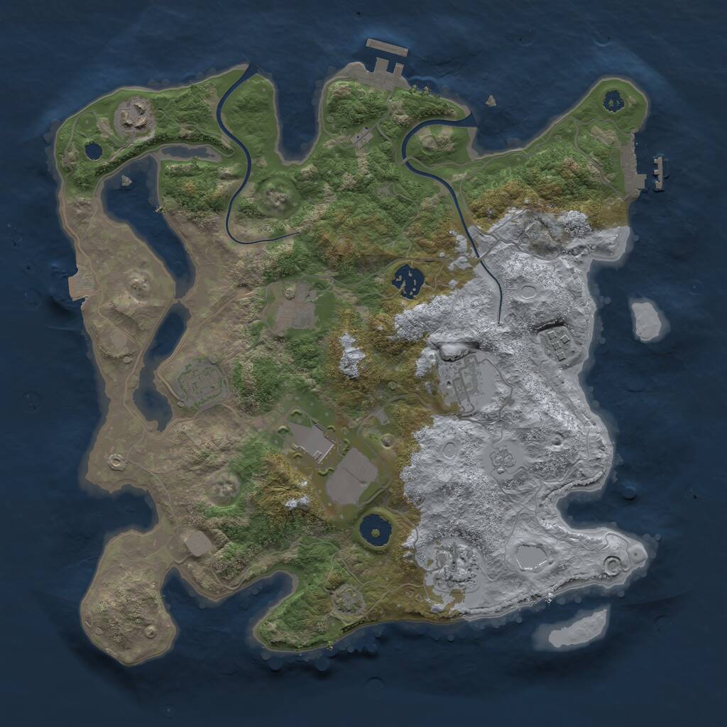 Rust Map: Procedural Map, Size: 3500, Seed: 1433468162, 13 Monuments