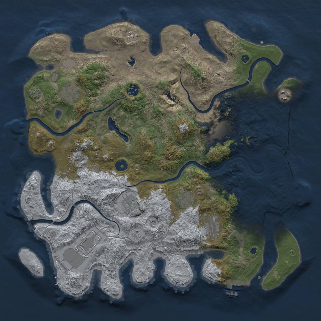 Rust Map: Procedural Map, Size: 4110, Seed: 3, 16 Monuments