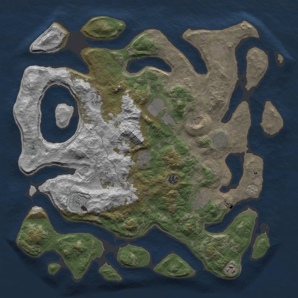 Rust Map: Barren, Size: 4500, Seed: 1722594357, 14 Monuments