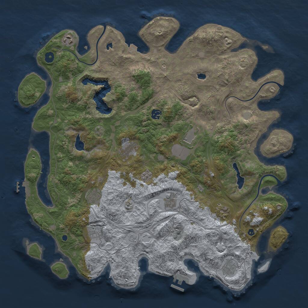 Rust Map: Procedural Map, Size: 4500, Seed: 51586060, 16 Monuments