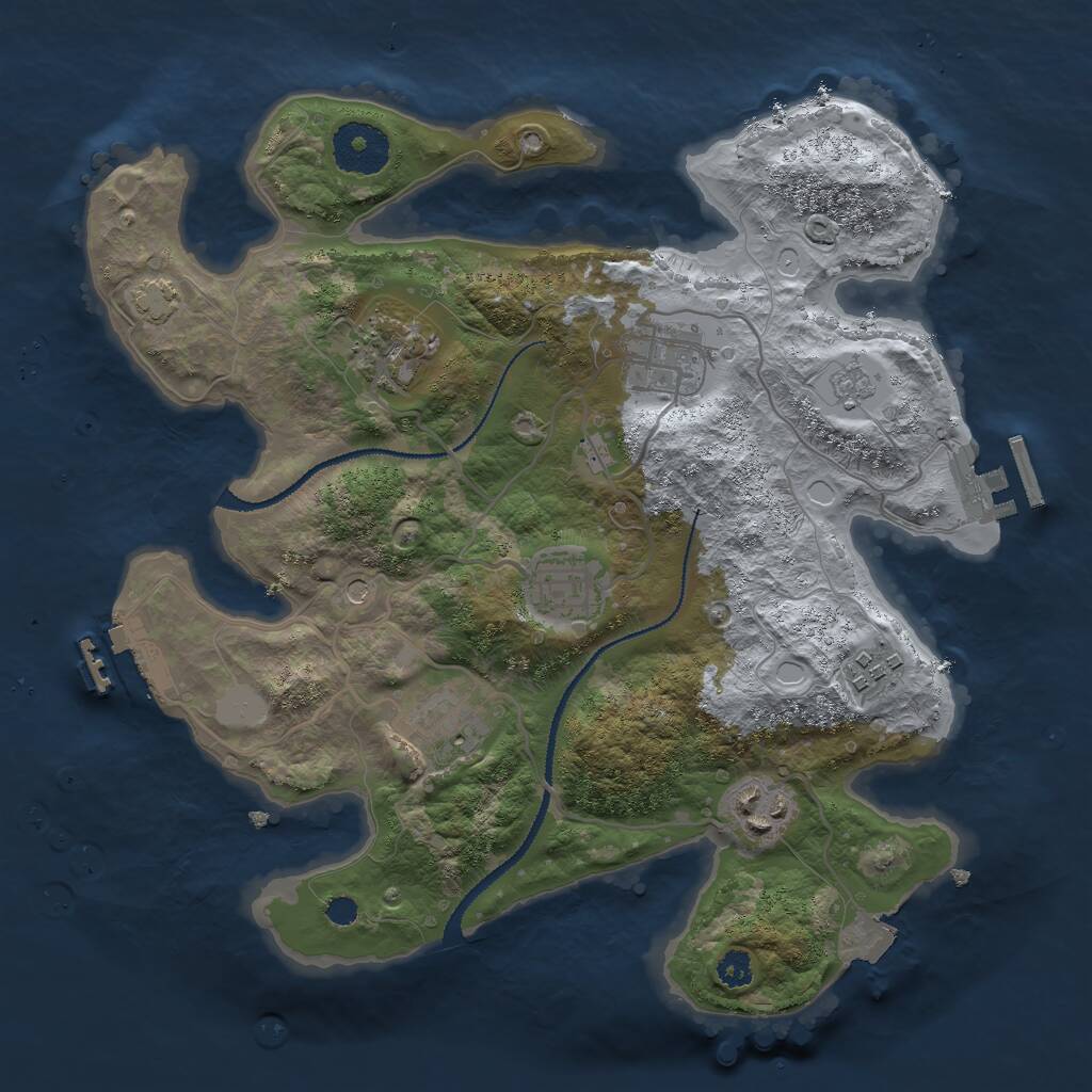 Rust Map: Procedural Map, Size: 3000, Seed: 894748264, 12 Monuments